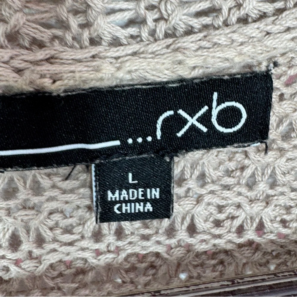 RXB Boho Open‎ Waterfall Long Cardigan Sweater Vest Tan Large Cotton